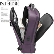 Shendy Vendy Mochila De Gran Capacidad Impermeable Escolar Con Carga Usb, bolso para estudiantes hombres y mujeres resistente al desgaste para viaje diario - Morado Violeta - Ver 3