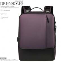 Shendy Vendy Mochila De Gran Capacidad Impermeable Escolar Con Carga Usb, bolso para estudiantes hombres y mujeres resistente al desgaste para viaje diario - Morado Violeta - Ver 5