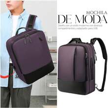 Shendy Vendy Mochila De Gran Capacidad Impermeable Escolar Con Carga Usb, bolso para estudiantes hombres y mujeres resistente al desgaste para viaje diario - Morado Violeta - Ver 6