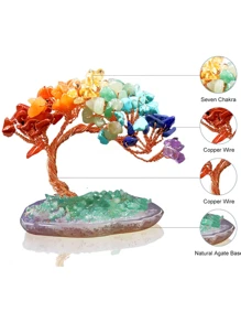 1 pieza Árbol de cristal de curación espiritual natural de 7 chakras Feng Shui con base de ágata, pieza decorativa espiritual que trae buena suerte, riqueza y prosperidad, mejor regalo para cumpleaños, graduación - Multicolor - Ver 10