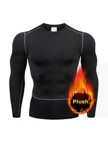 Camiseta De Manga Larga Para Hombre De Terciopelo - Negro - Ver 1