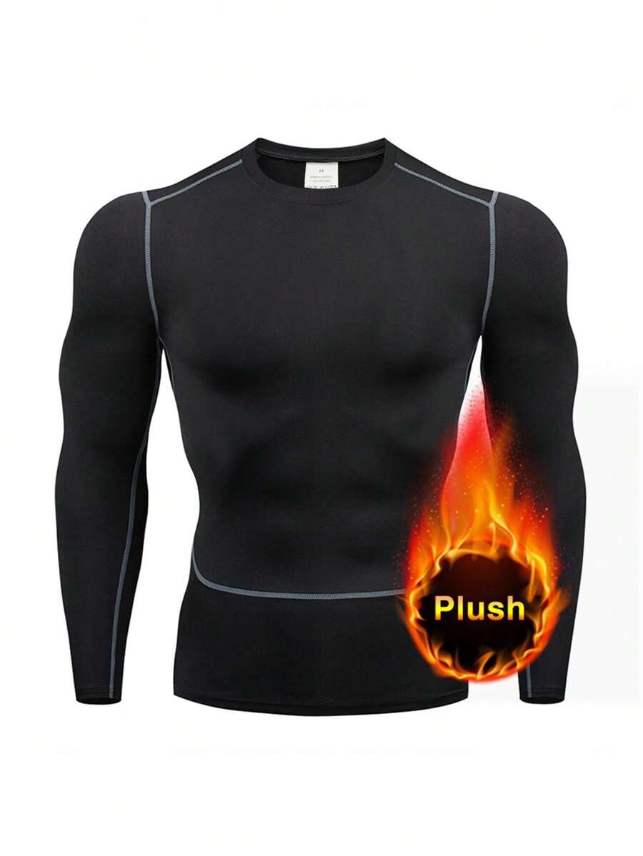 Camiseta De Manga Larga Para Hombre De Terciopelo - Negro - Ver 1