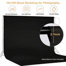 10x10 FT Black Backdrop Background For Photography, Large Black Photo Backdrop Curtain Drapes, High Density Polyester Fabric Black Screen Backdrops For Party Portrait Photoshoots Booth Video Studio - màu đen - Xem 5