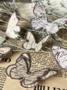 45入組復古蝴蝶剪影與英文字母裝飾手帳紙 - 彩色 - 查看 8