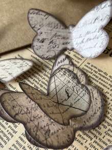 45入組復古蝴蝶剪影與英文字母裝飾手帳紙 - 彩色 - 查看 5