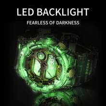 PINDOWS Chân không mạ IP Đồng hồ điện tử chống nước có đèn LED ban đêm trong suốt hoàn toàn, Phong trào Nhật Bản - Trong sáng - Xem 3