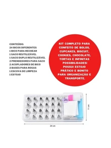 Kit Confeiteiro Profissional Bailarina Bicos Inox Espátulas Confeitaria - Multicolorido - Visão 3