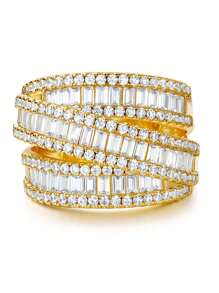 1pc Fashionable Minimalist Versatile Cubic Zirconia Ring - Gold - View 3