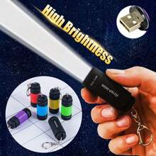 XIANG YU 1pc USB Rechargeable Mini Rotary Switch High Brightness LED Flashlight Keychain For Nighttime, Illumination, Outdoor Use Halloween Car Accessories Bag Charm Backpack For School Cute Goth Y2k - Multicolor - View 2