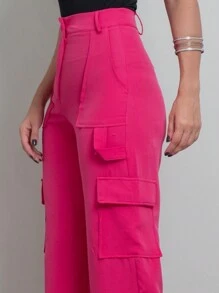 Women Pants - 玫紅色 - 查看 1