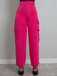 Women Pants - 玫紅色 - 查看 3