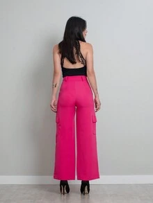 Women Pants - 玫紅色 - 查看 2