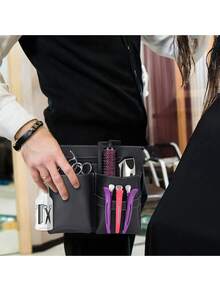 美髮剪刀包,適合美髮師、髮型師、附剪刀的腰包、小袋、收納 - 黑色 - 查看 2
