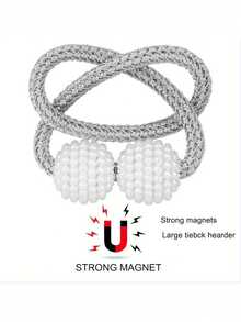 4 chiếc/2 chiếc Khóa rèm cửa từ tính giả ngọc trai hiện đại, Dây buộc rèm cửa từ tính đơn giản & không cần khoan - trắng - Xem 6