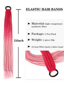 彩色馬尾髮延長配件,用於瘋狂的日常髮型配件,色彩繽紛的假髮,帶橡皮筋的彩虹編織合成髮飾女士髮延長
