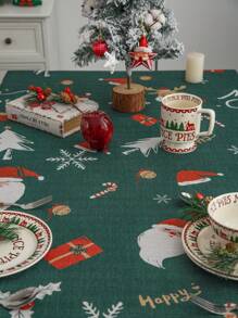 1 Miếng Màu xanh lá Giáng sinh Khăn trải bàn Polyester Chất xơ Ren Cạnh Che phủ Đối với Cà phê Bàn , TV Tủ Đồ trang trí - xanh quân đội - Xem 3