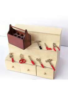 1入組迷你工具箱&金屬工具套裝,1:12微型玩具套裝 - 棕色 - 查看 4