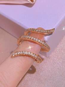 1 chiếc nhẫn đá Cubic Zirconia tinh xảo, quà tặng Ngày Valentine cho nữ, thích hợp cho đám cưới, lễ đính hôn, kỷ niệm, tiệc tùng và các dịp khác, cũng thích hợp làm quà tặng cho mẹ, Ngày của Mẹ, v.v. - Hoa hồng vàng - Xem 4