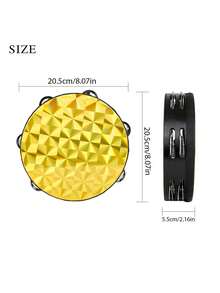 1 Pieza 8 Pulgadas Doble Tambor De Pandereta De Mano Con Efecto Láser Colorido - Multicolor - Ver 8