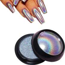 Poudre fine de miroir magique de laser de Nail Art, poudre fine de paillettes holographiques d'effet de miroir de licorne, convient pour la décoration de DIY de Nail Art de salon de la maison, livré avec 1 bâton d'ombre à paupières, des charmes d'ongle, des pierres précieuses d'ongle, des fournitures d'ongle