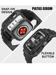 The strap case is compatible with the Apple Watch 9/8/7/6/5/4 generation 40mm, 41mm, 44mm, 45mm Apple Watch SE9/8/7/6/6/5/Men/Women Black PU Sport Series Reinforced Case - Black - View 5