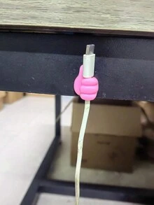 2入組2.6x2cm桌面pp材質夾線器,帶有自粘鉤,多功能手形非鑽孔拇指勾,適用於辦公桌、宿舍、家庭,用於充電線的整理和固定 - 粉色 - 查看 3