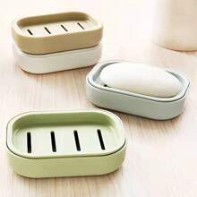 1pc Travel Self-Draining Double Layer Soap Box - Keep Your Soap Clean and Dry in Style Soap Holder Soap Case Soap Container Travel Accessories Travel Essentials - Grey - View 1