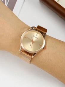 1 Miếng Vàng hồng Hợp kim Chất liệu Thời trang Quý cô Đồng hồ - Hoa hồng vàng - Xem 1