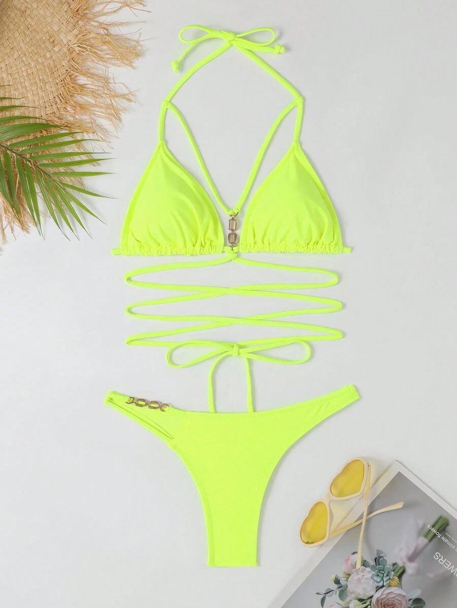 Women Bikini Sets - 黃色 - 查看 1