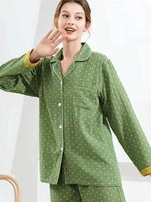 Họa tiết Hình học Đã bỏ túi Bộ mặc nhà - màu xanh lá - Xem 1