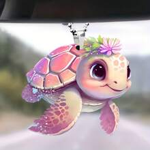 Túi đựng rùa hình hoa màu hồng dễ thương và phụ kiện móc khóa Mặt dây chuyền acrylic phẳng 2D, Mặt dây chuyền trang trí gương chiếu hậu ô tô, Mặt dây chuyền trang trí nhà cho bữa tiệc ngày lễ - Hồng - Xem 1