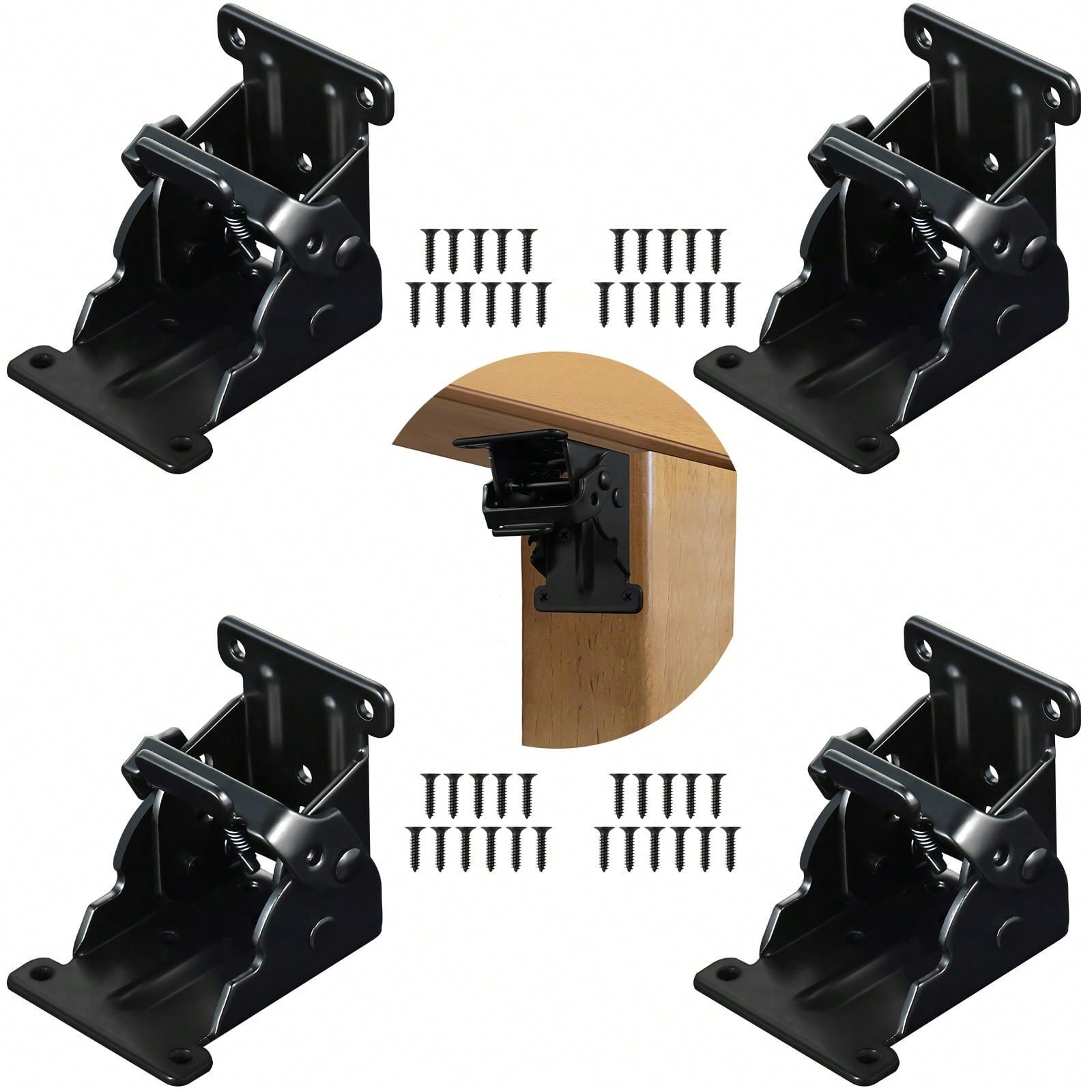 Folding Table Legs Brackets 4 PCS,90 Degree Heavy Duty Locking Foldable Support Hinges for Table