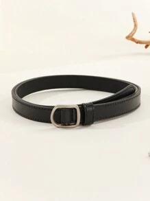 1條男士d形針扣pu皮革腰帶,光滑飾面,適合牛仔褲和日常穿著