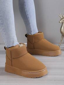 Women's Plush Warm Snow Boots - Maroon - View 3