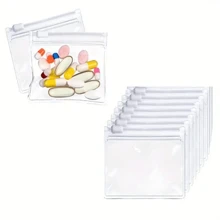 5PCS Reusable Pill Pouch Bags Zippered Pill Pouch Set Pill Baggies Colorful Plastic Pill Bags Self Sealing Travel Medicine Organizer Storage Pouches With Slide Lock For Pills And Small Items Pill Box Pill Case Pill Organizer Pill Container Travel Accessories Dorm Essentials - Clear - View 2