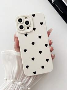 1pc White Love Patterned Tpu Phone Case Cover With Camera Protection, Anti-slip, And Skin-friendly Compatible With Iphone Models - Multicolor - View 1