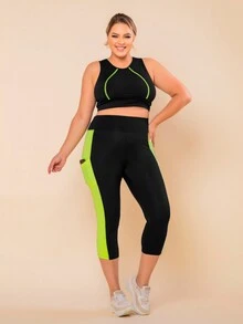 Plus Size Sports Sets - 黑色 - 查看 5