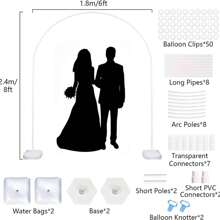 Soporte De Arco De Globos De 8 Pies Por 6 Pies (aproximadamente 2.4 M X 1.8 M) Con Base, Adecuado Para La Decoración De Bodas, Cumpleaños, Fiestas De Baby Shower Y Graduación - Arco súper grande de 2,4*1,8 M - Ver 4
