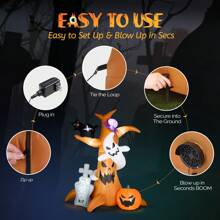 Halloween Inflatables Ghost Decorations With LED Lights, Inflatable Halloween Decorations Outdoor Blow Up Scary Ghost Tree Decor For Halloween Party Yard Lawn - Style A3 - View 2