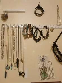 9件套粘性首饰挂钩，壁挂式收纳架，展示架，项链挂钩，杂物挂钩，情人节/返校礼物 - 白色 - 查看 3