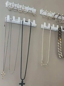 9件套粘性首饰挂钩，壁挂式收纳架，展示架，项链挂钩，杂物挂钩，情人节/返校礼物 - 白色 - 查看 6
