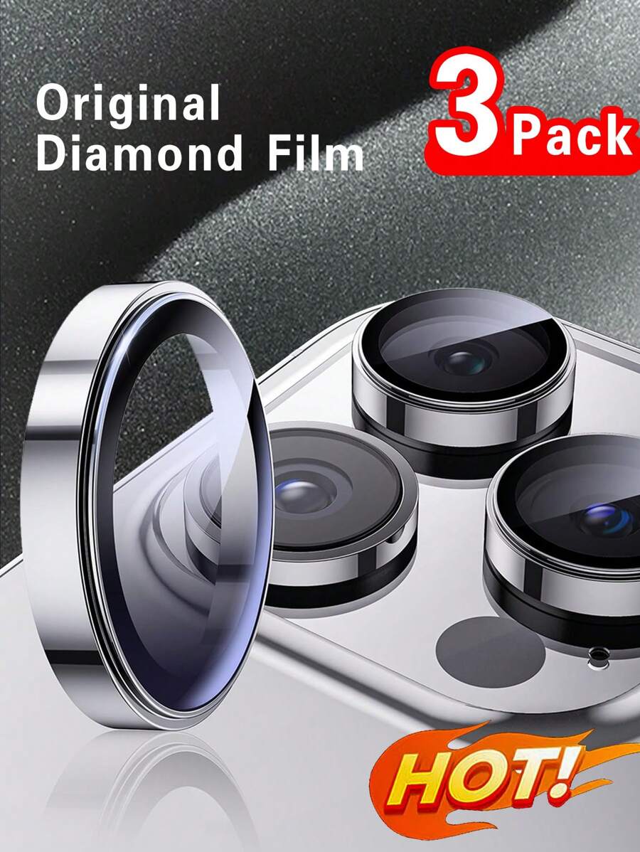3 件装相机镜头保护膜适用于 Apple iPhone 16e、16 Pro Max、16 Pro、16、16 Plus、15 Pro Max、15 Pro、15、15 Plus、14 Pro Max、14、14 Pro、14 Plus、13 Pro Max、13、12、11 - 銀色 - 查看 1