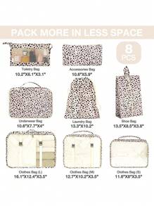 Bộ túi du lịch họa tiết da báo 8 món Túi đựng quần áo giày dép Túi du lịch Túi xách tay họa tiết da báo Túi đựng đồ du lịch tối giản cần thiết cho du lịch Ba lô Túi du lịch Hành lý Vali Đồ dùng du lịch Quay lại trường Túi chuyển nhà Tổ chức - Nhiều màu - Xem 7