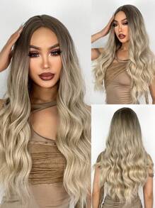 nimoki 24英寸長金色波浪女假髮,漸層金色假髮,中分假髮,外觀自然,適用於日常及派對場合使用的髮型替代品 - 彩色 - 查看 1