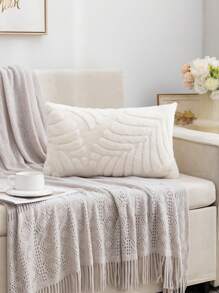 1入組毛絨压花枕套，不含枕芯，簡約風格方形坐墊套，適用於客廳臥室，全季節通用