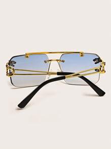 1 副男女通用时尚方形无框猎豹装饰时尚眼镜沙滩配饰眼镜遮阳镜适合夏季海滩度假、户外、旅行