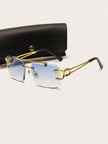 1 副男女通用时尚方形无框猎豹装饰时尚眼镜沙滩配饰眼镜遮阳镜适合夏季海滩度假、户外、旅行