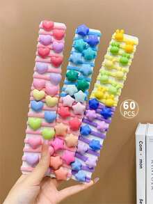 60pcs Candy Colored Cartoon Hair Ties With High Elasticity For Girls - Multicolor - View 2