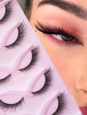 5 Pairs Elongated Curly Anime Fox Eye Style False Eyelashes, 16mm Strip Fake Lashes, Eyelashes, False Eyelashes