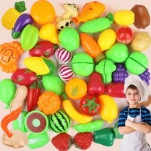 22入組家庭廚房扮裝玩具套裝,附切割食物玩具,教育玩具,聖誕禮物 - 彩色 - 查看 1